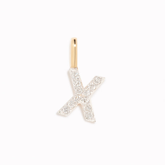 Diamond Initial Pendant 14k Gold - X with sparkling diamonds displayed on a clean white background