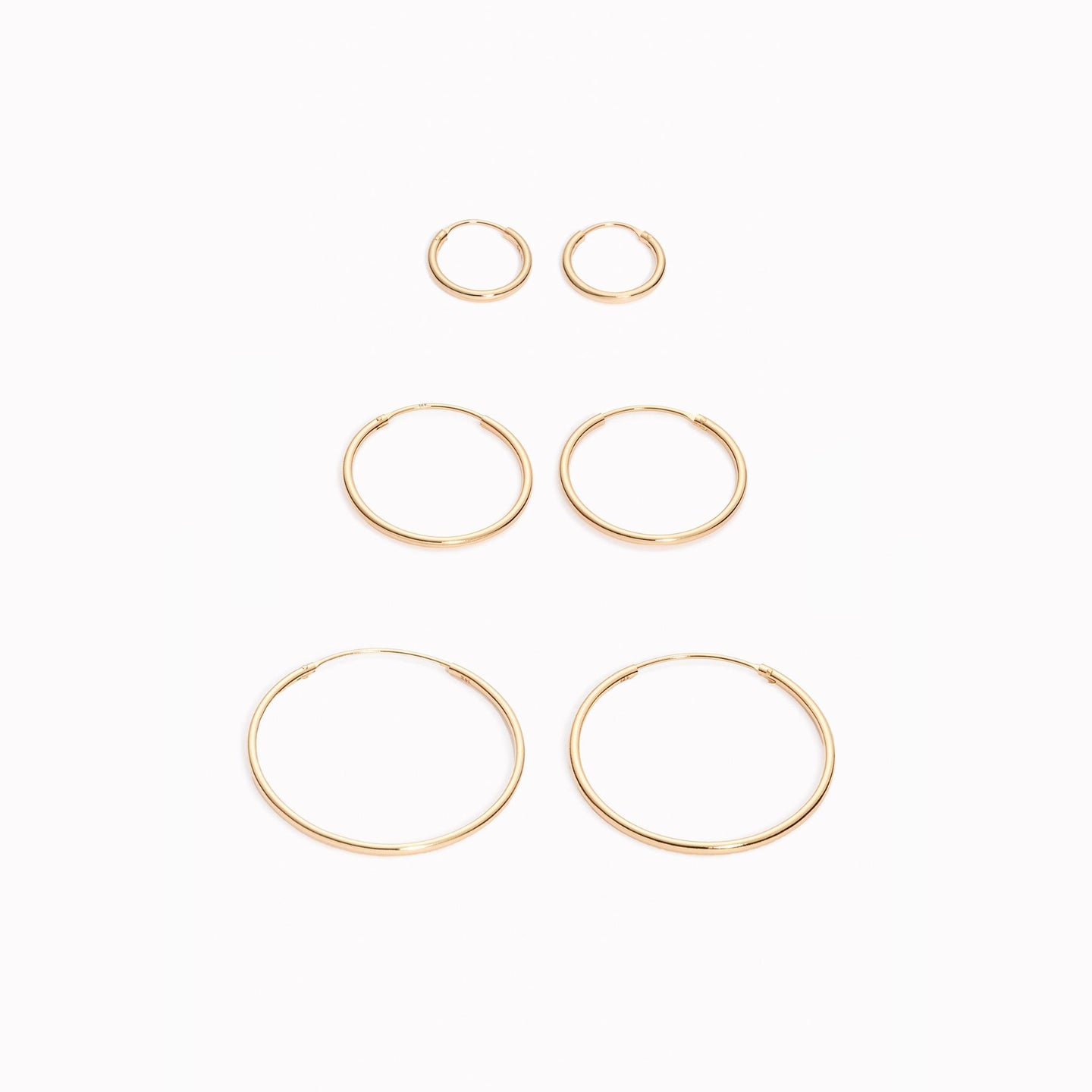 14k Gold Hoop Earrings Set