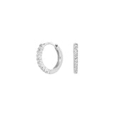 14k White Gold Diamond Huggie Earrings - Susanna