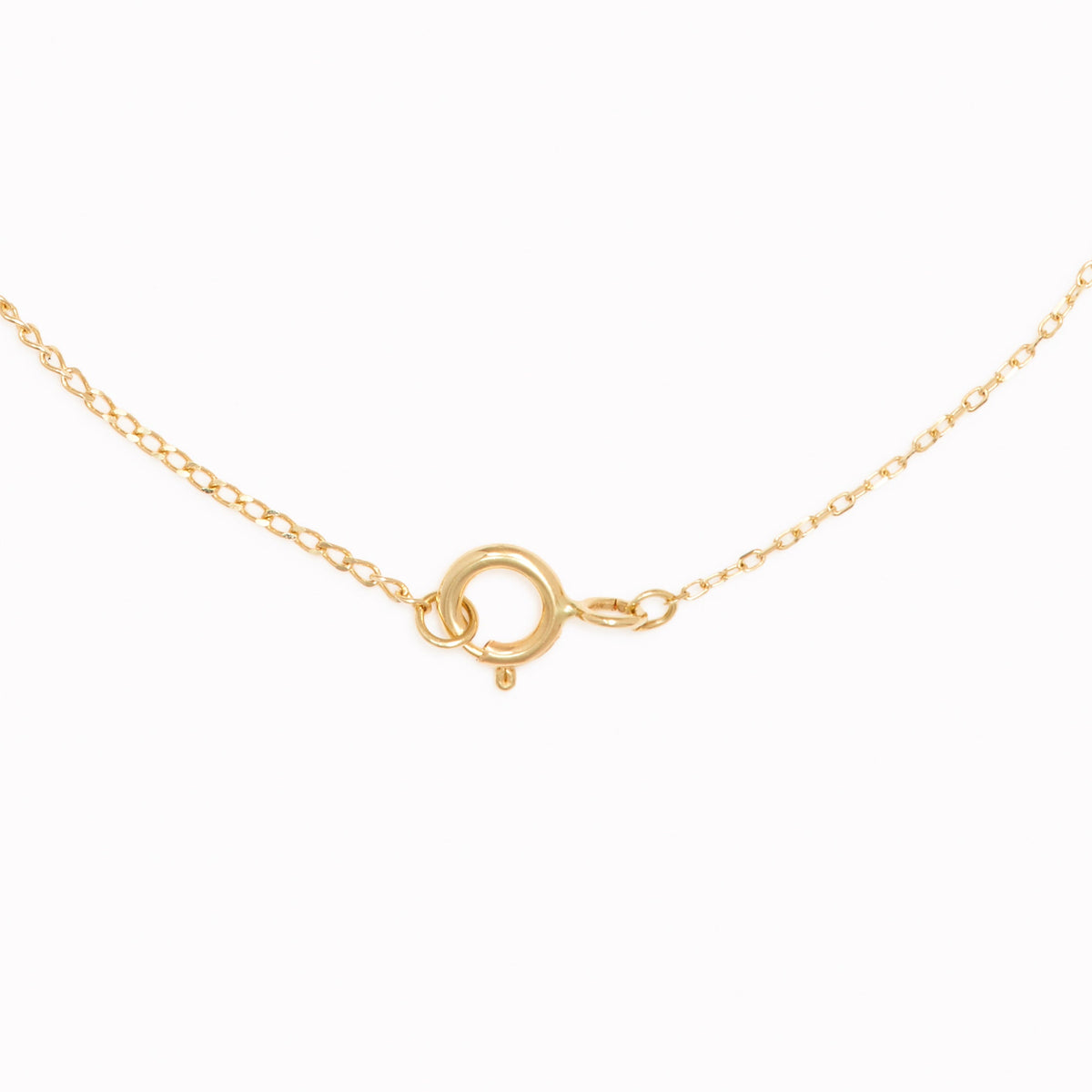 14k Gold Cable Chain Necklace (20 inches) - Tyra clasp detail on a white background showing delicate links