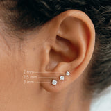 14k White Gold Diamond Stud Earrings 3mm - Aria