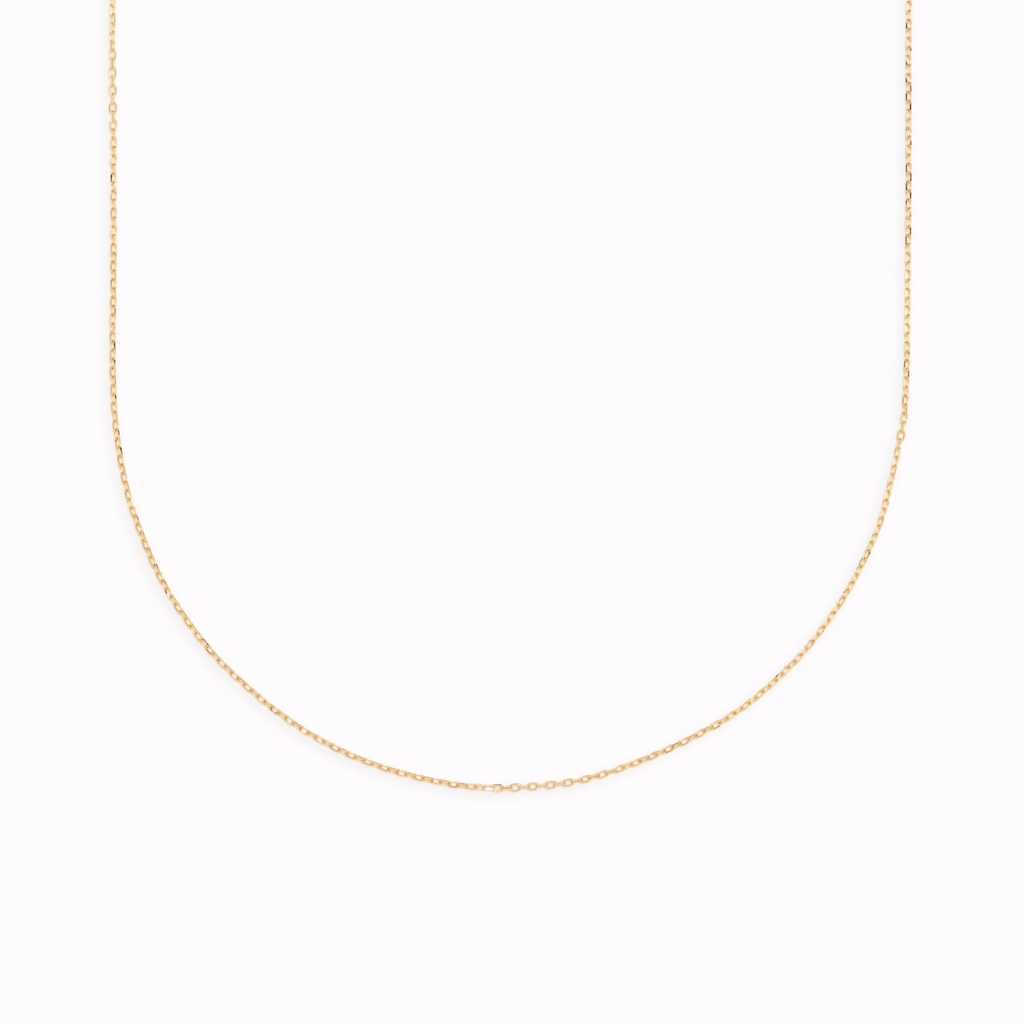 14k gold delicate cable chain necklace in 16 inches displayed on a clean white background