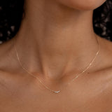 Lab grown diamond curved bar necklace with 14k yellow gold chain