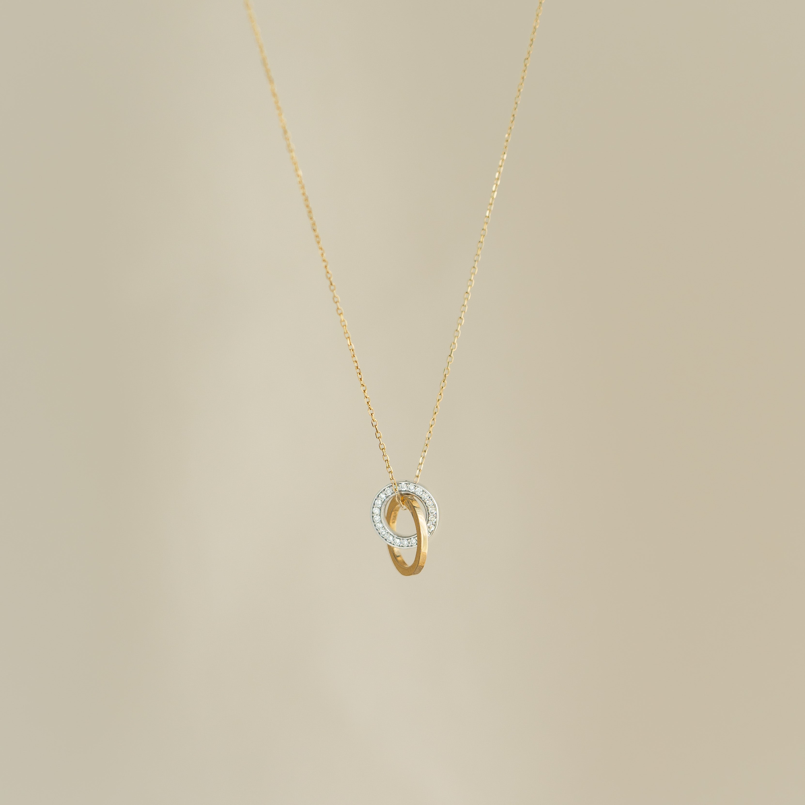 Lab Grown Diamond Double Circle Necklace 14k Gold - Diana | Linjer