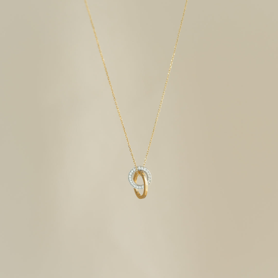 Diamond Double Circle Necklace 14k Gold - Diana | Linjer Jewelry