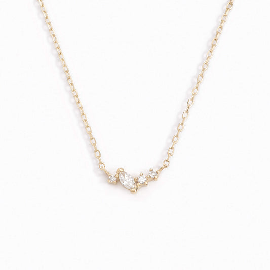 Diamond cluster necklace on 14k yellow gold chain