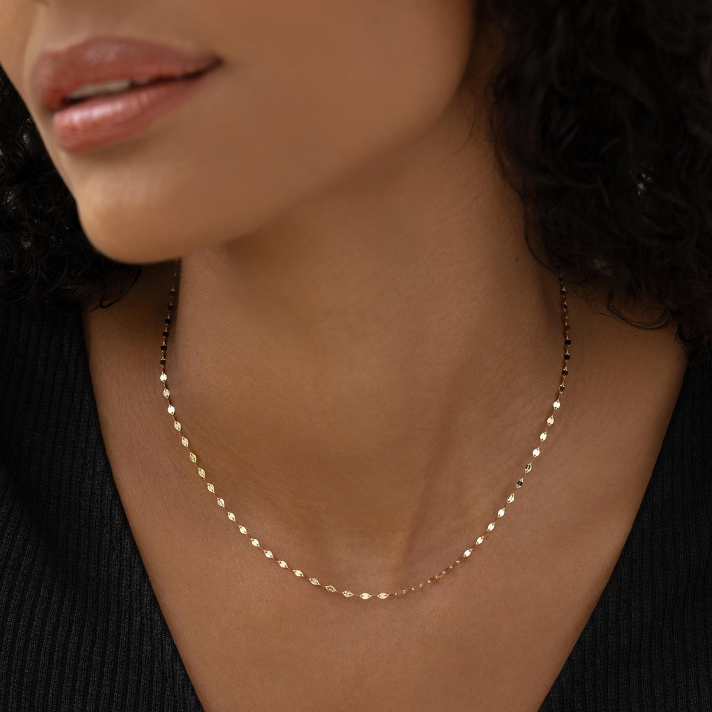 14k Gold Petal Chain Necklace - Fleur | Linjer Jewelry