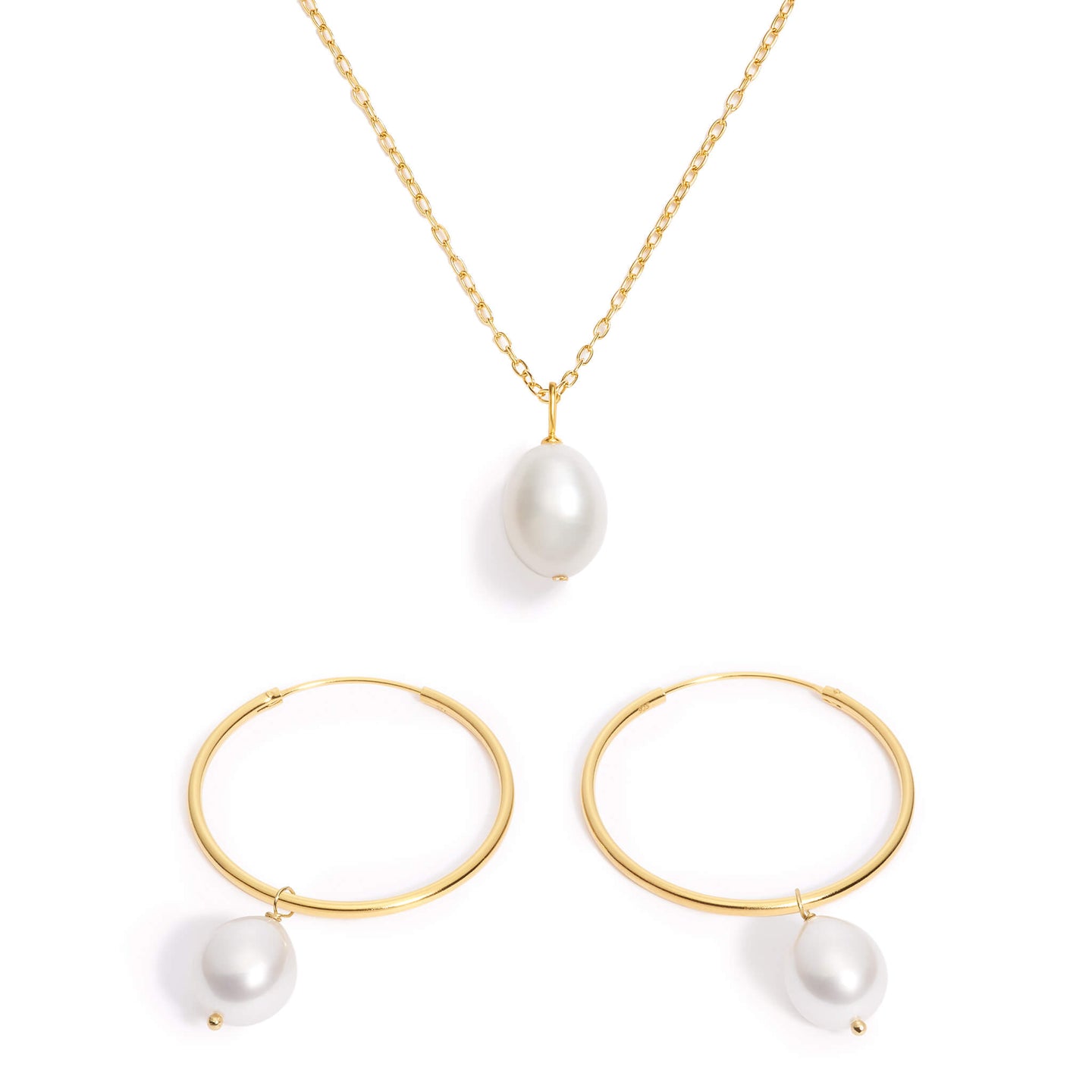 Baroque Pearl Necklace and Earrings Set 1