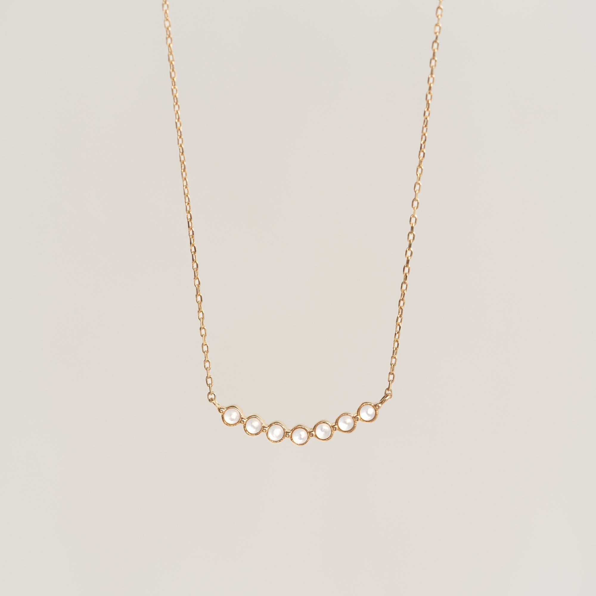 June Birthstone Necklace 14k Gold Mother of Pearl Linjer Jewelry