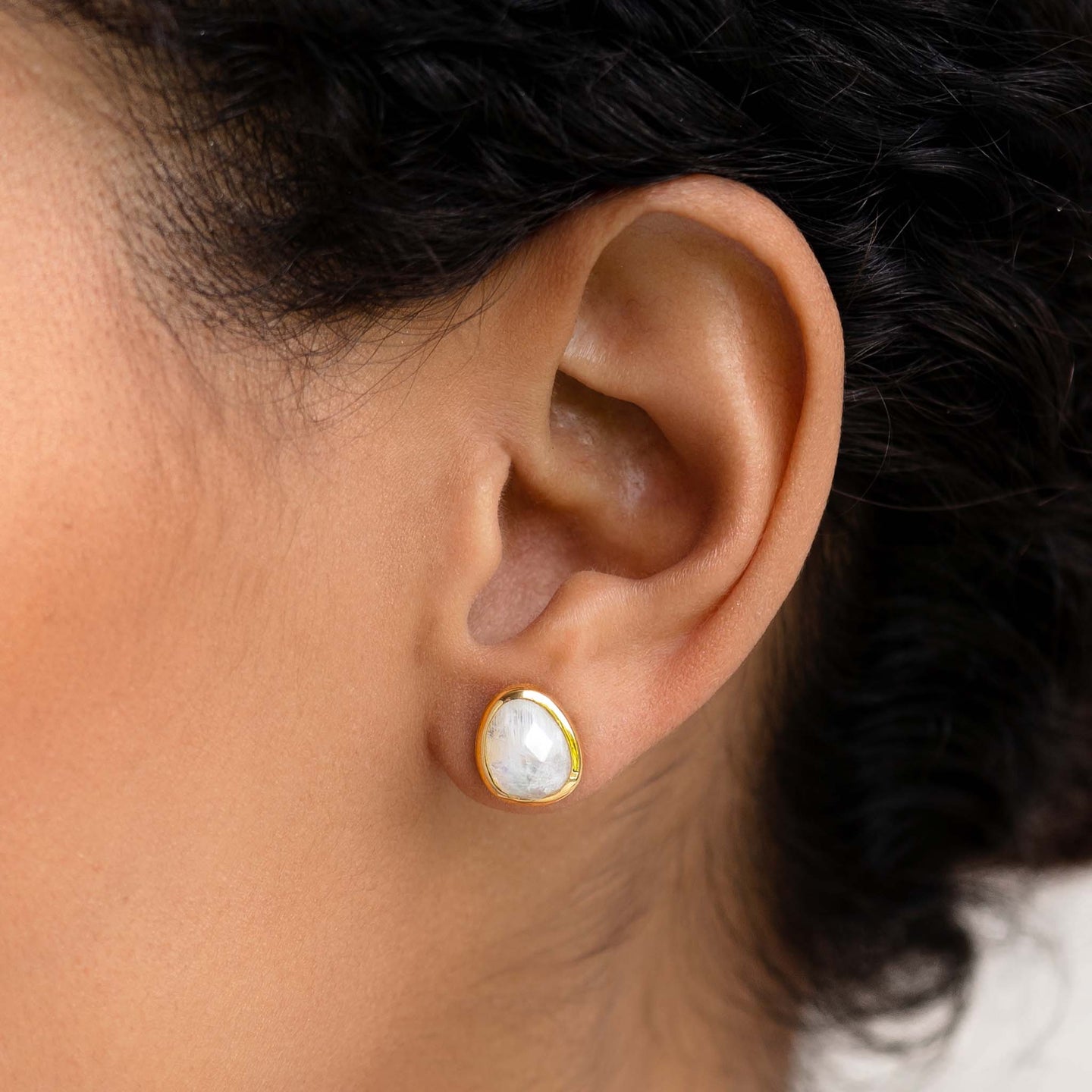 Moonstone Stud Earrings - Aina