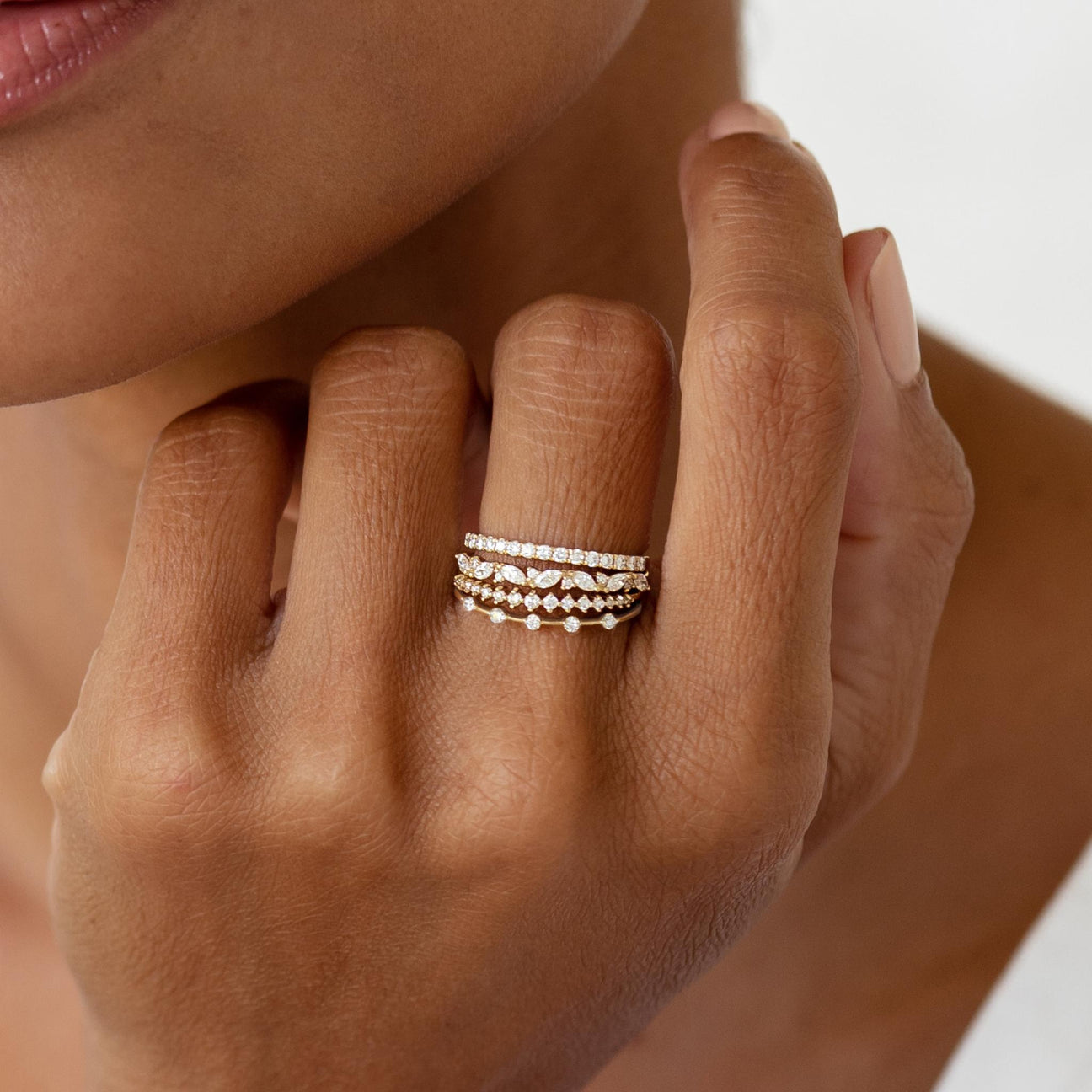 ジャッキー アイチェ14K 7 DIAMOND RING 14K Gold 7 Stone