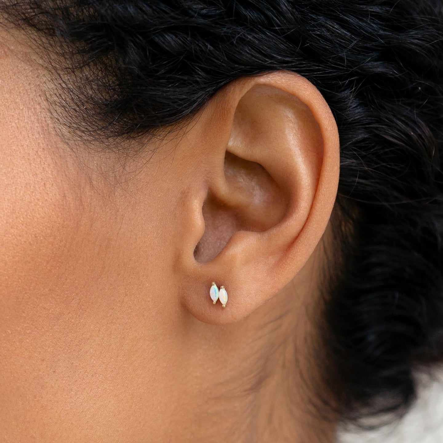 Opal Stud Earrings 14k Gold - Delia
