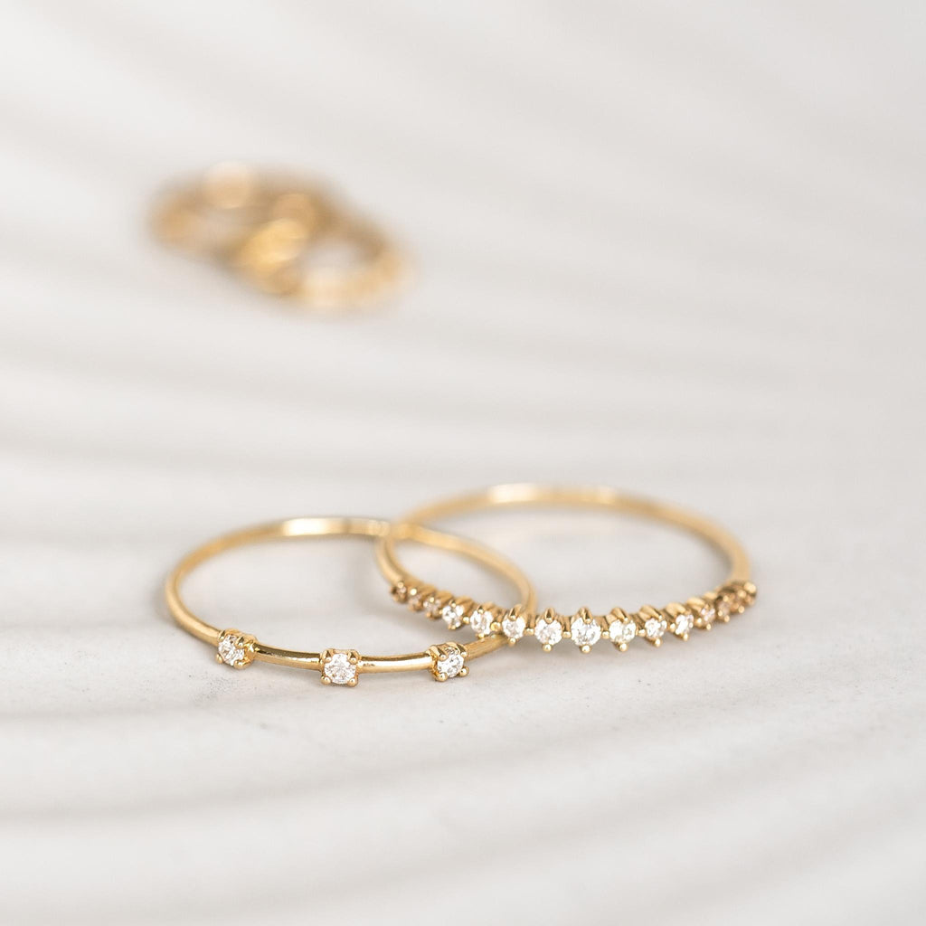 Three Stone Diamond Ring 14k Gold - Estelle | Linjer Jewelry