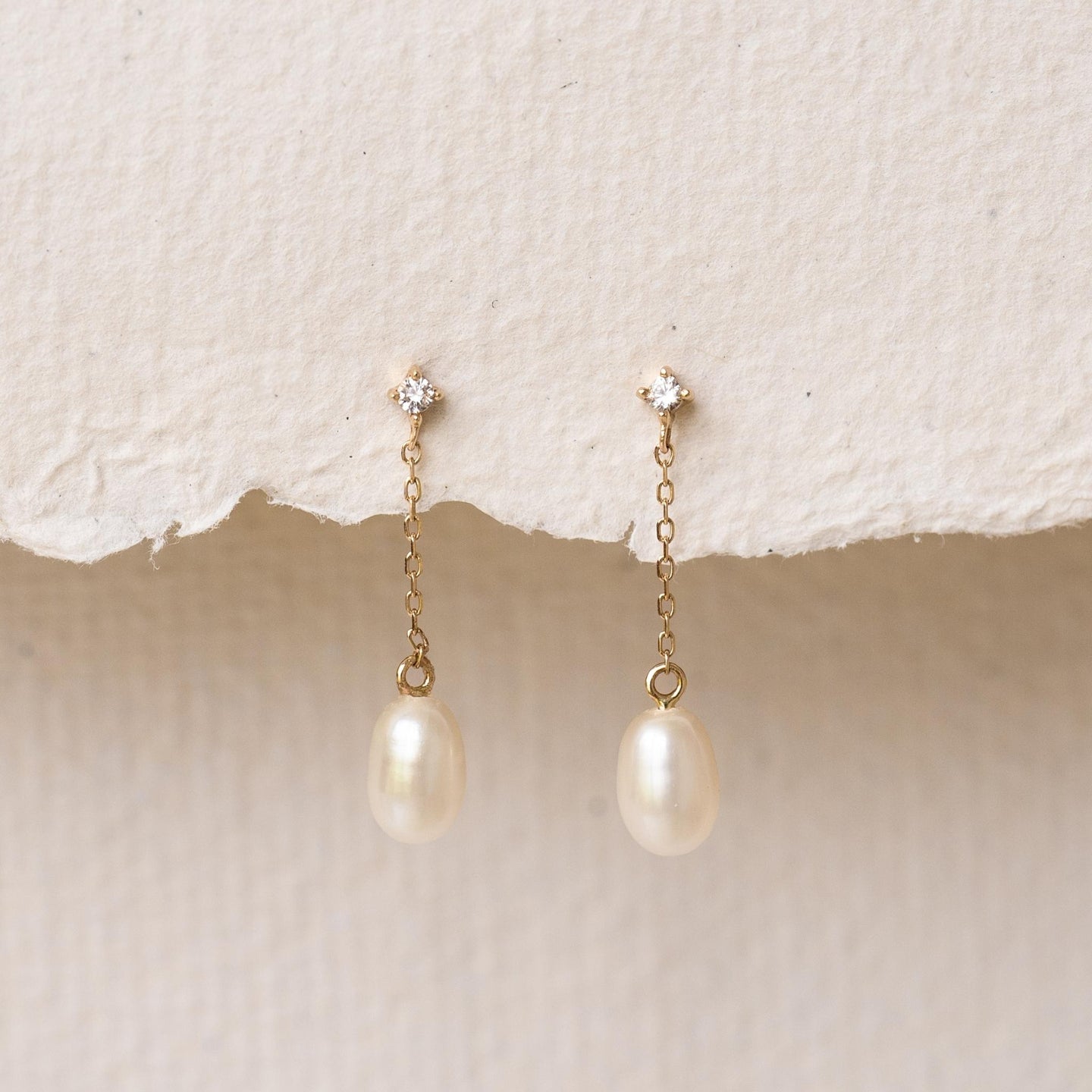 14k Gold Pearl Drop Earrings - Valeria