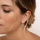 Huggie Earrings with Baguette Charms Sky Blue Topaz - Amelia