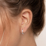 Square Huggie Earrings Silver - Amelia