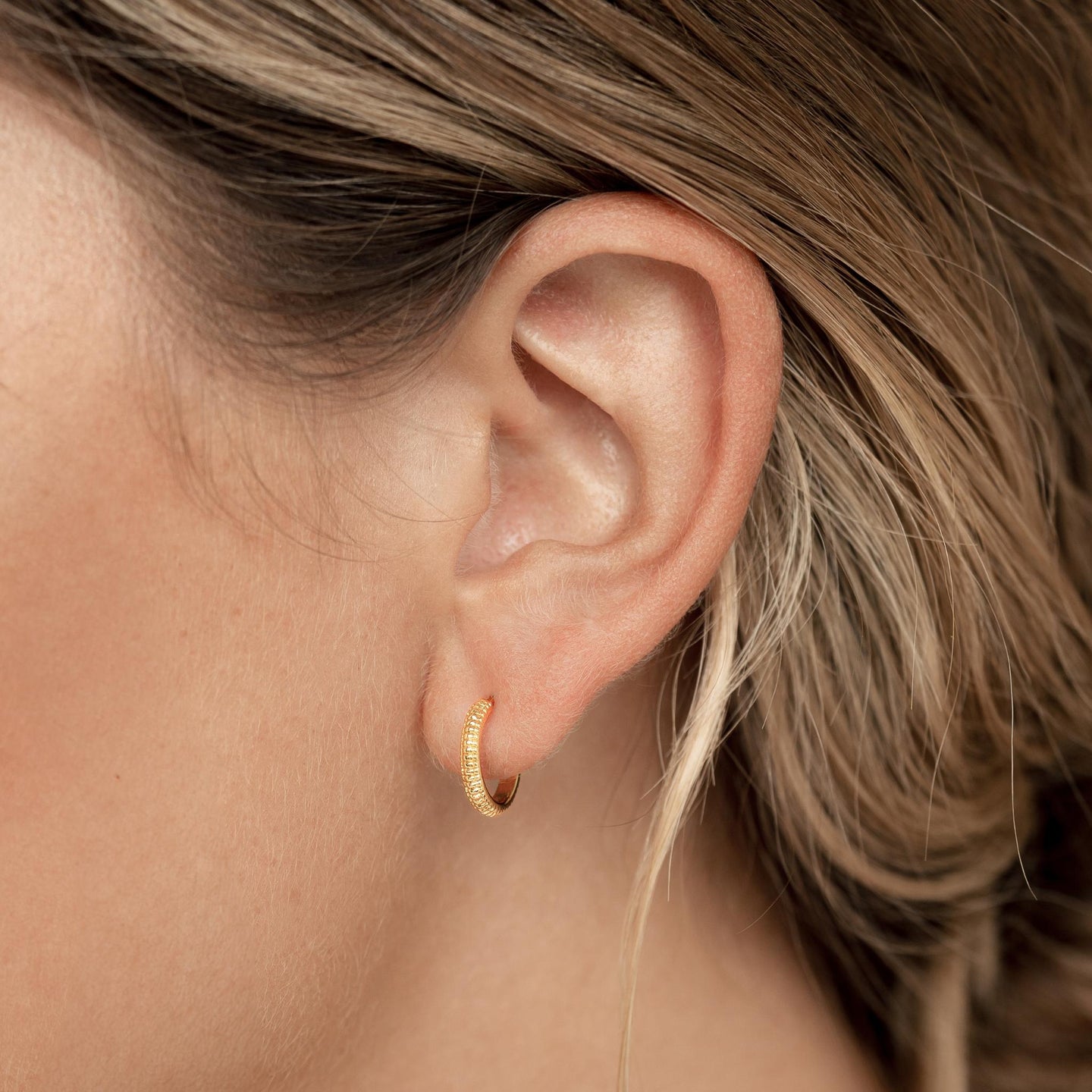 Textured Gold Hoop Earrings - Karla