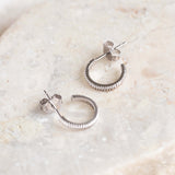 Textured Silver Hoop Earrings - Karla