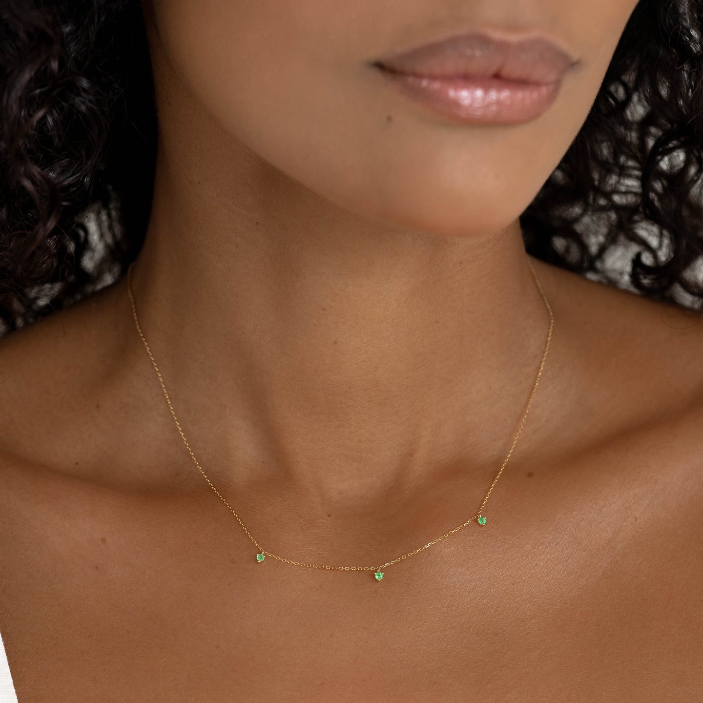 3-Emerald Necklace 14k Gold - Rosalia