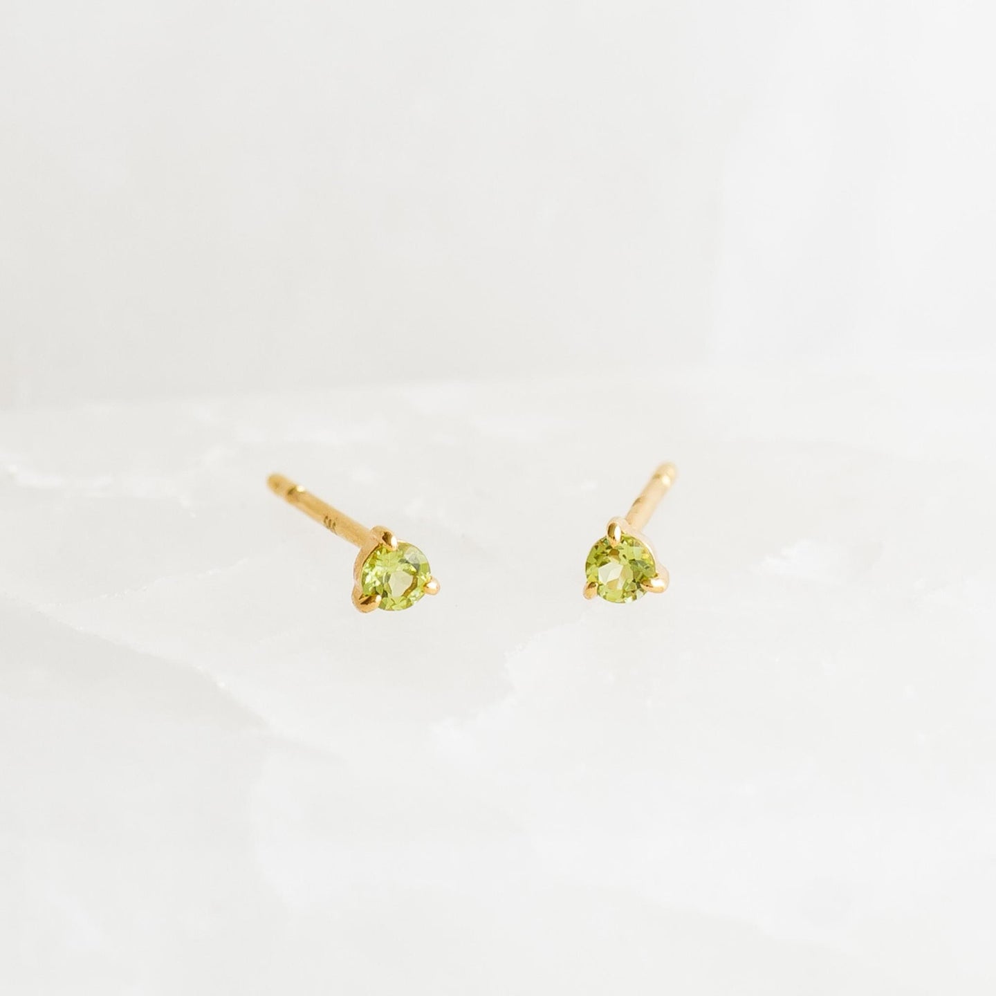 August Birthstone Stud Earrings 14k Gold - Olivine