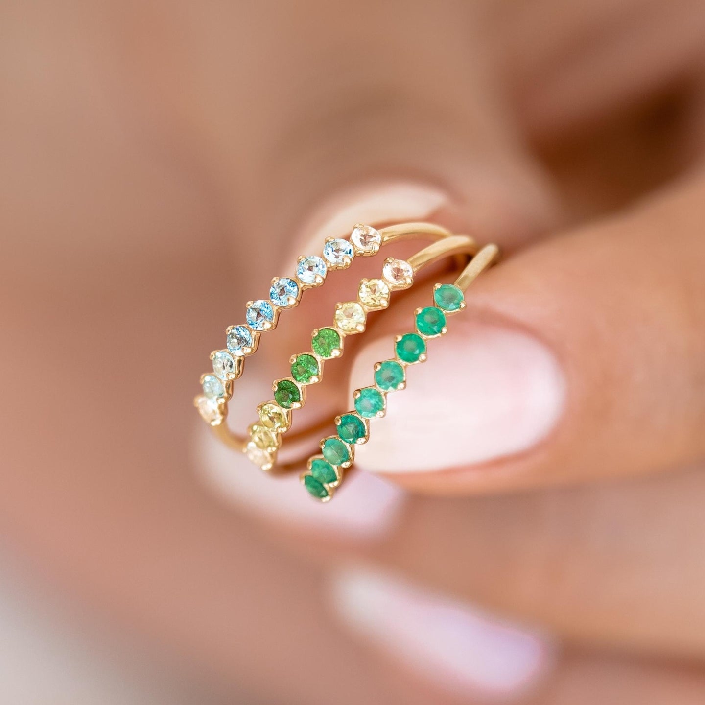 August Birthstone Ring 14k Gold Ombre Tsavorite Linjer Jewelry August birthstone ring 14k gold ombre tsavorite linjer jewelry
