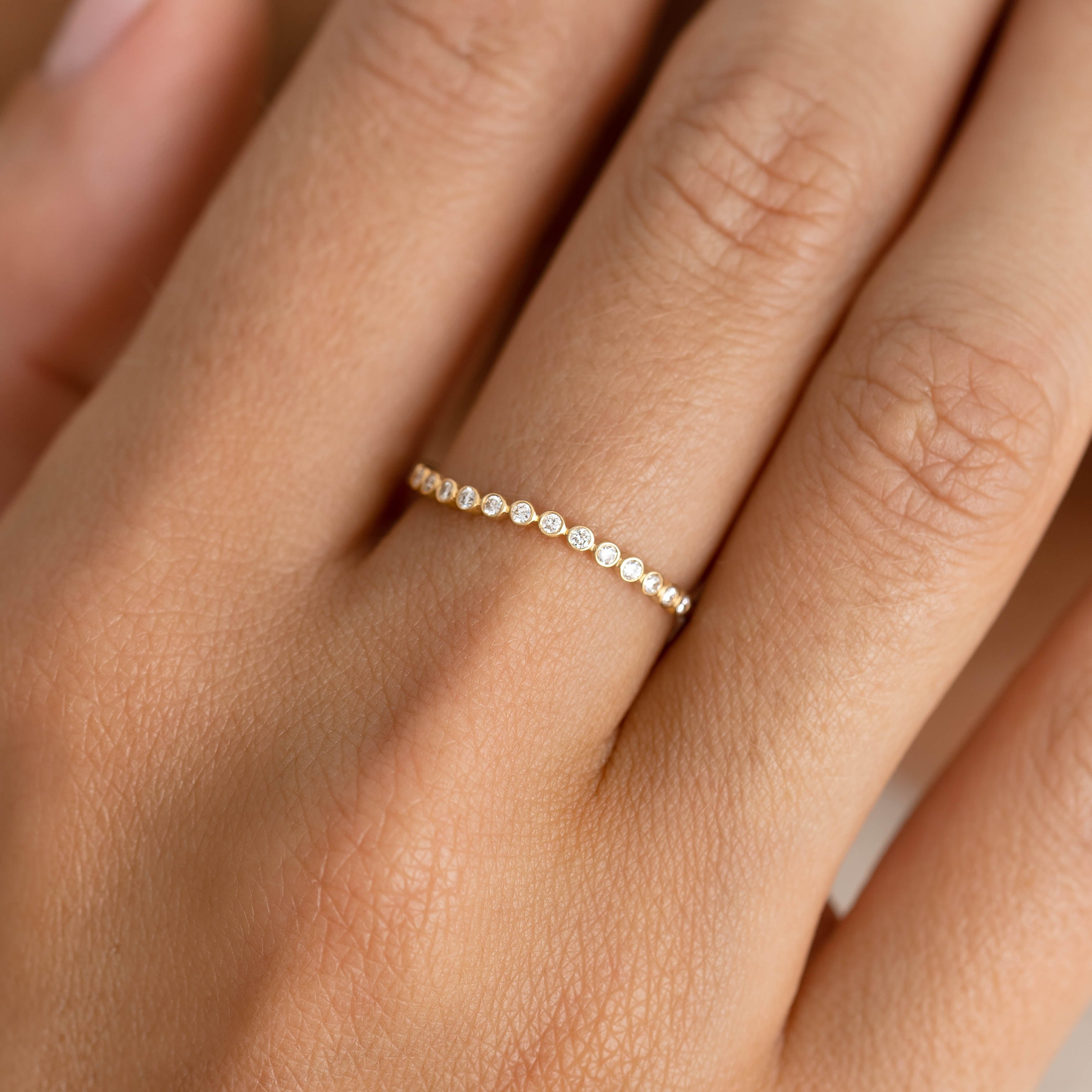 Lab Grown Diamond Wavy Ring 14k Gold - Amara | Linjer Jewelry