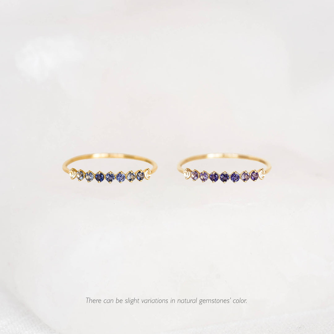 December Birthstone Ring 14k Gold - Ombre Cordierite | Linjer Jewelry