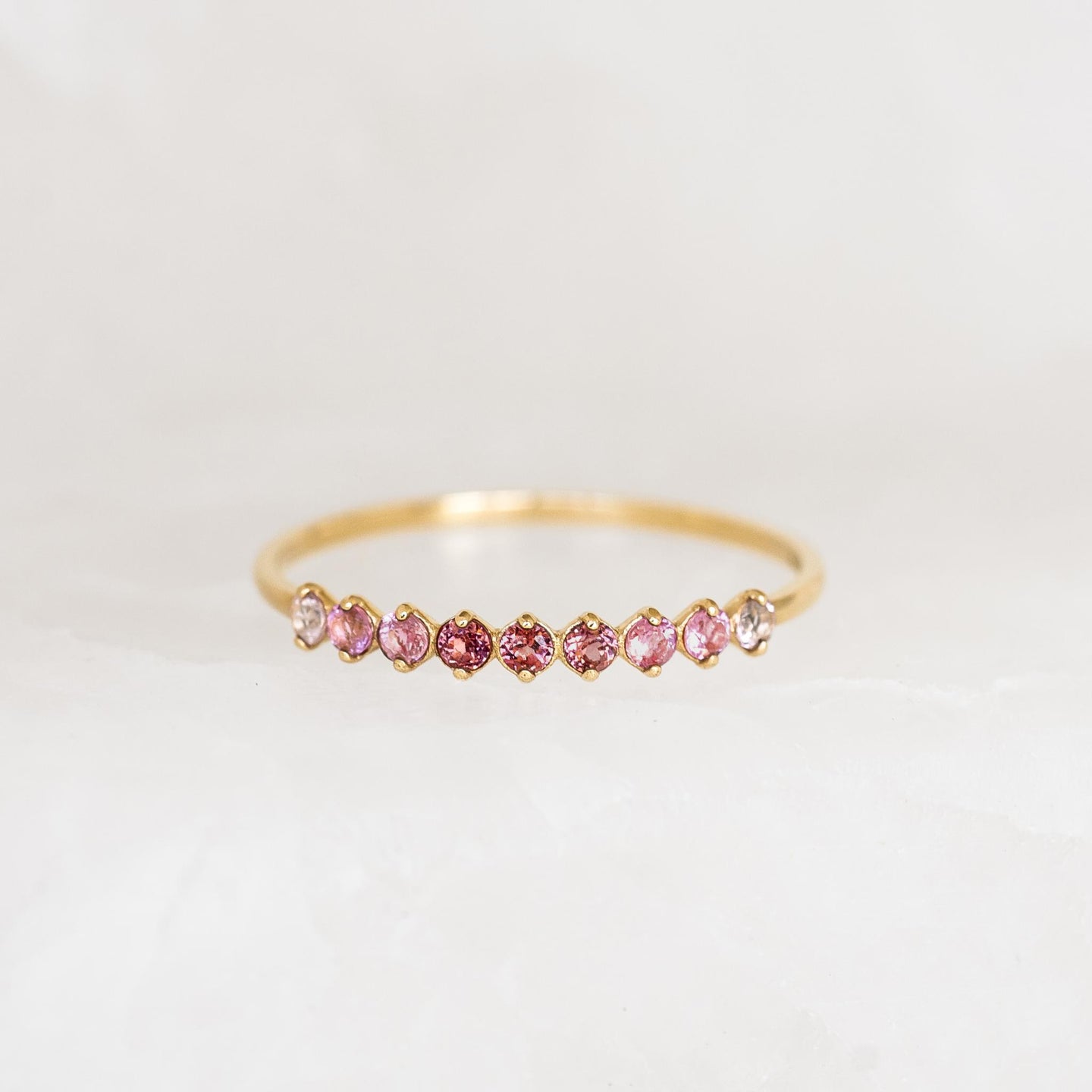 July Birthstone Ring 14k Gold - Ombre Tourmaline