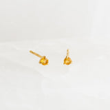 November Birthstone Stud Earrings 14k Gold - Citrine