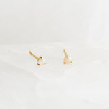 October  Birthstone Stud Earrings 14k Gold - Opal