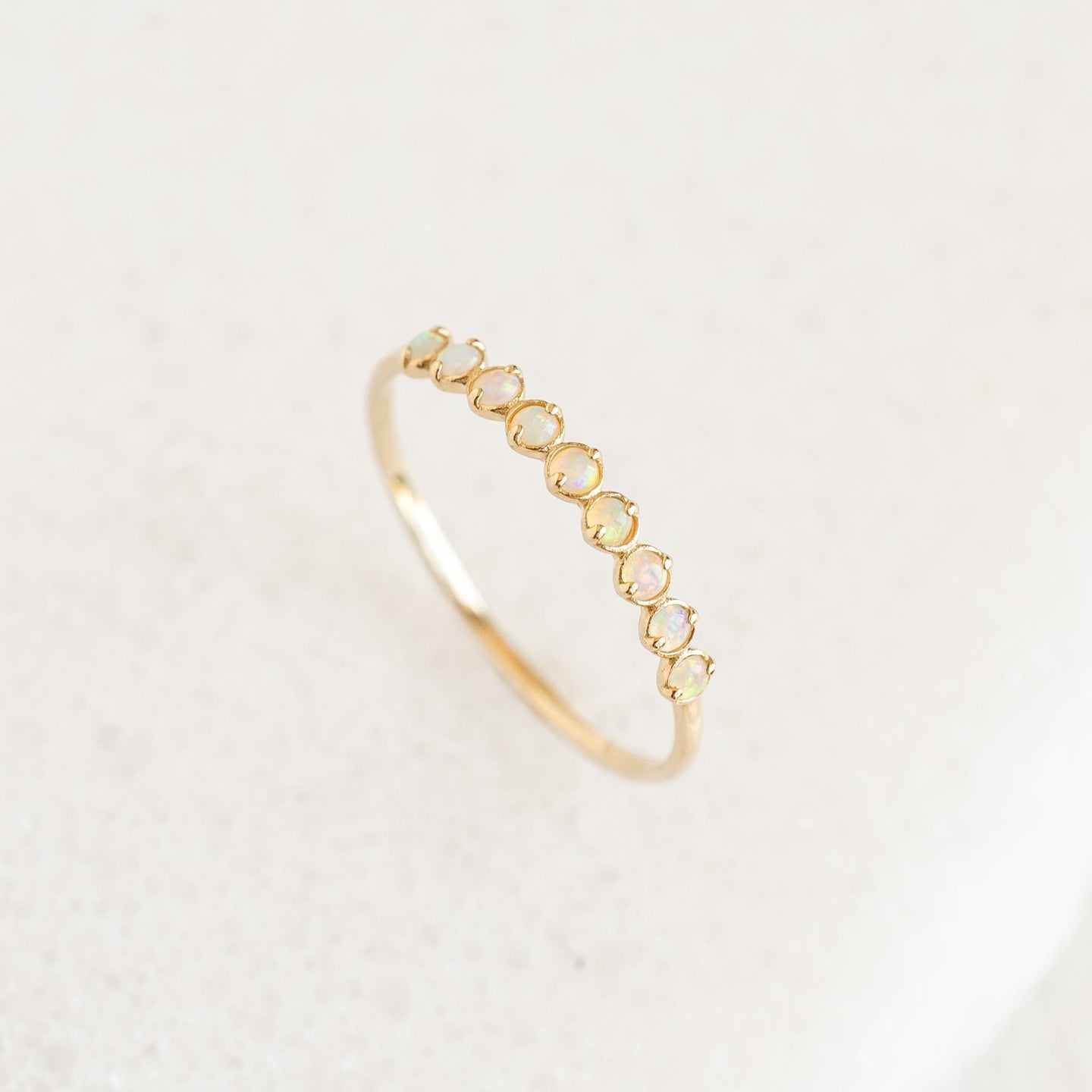 October Birthstone Ring 14k Gold - Opal