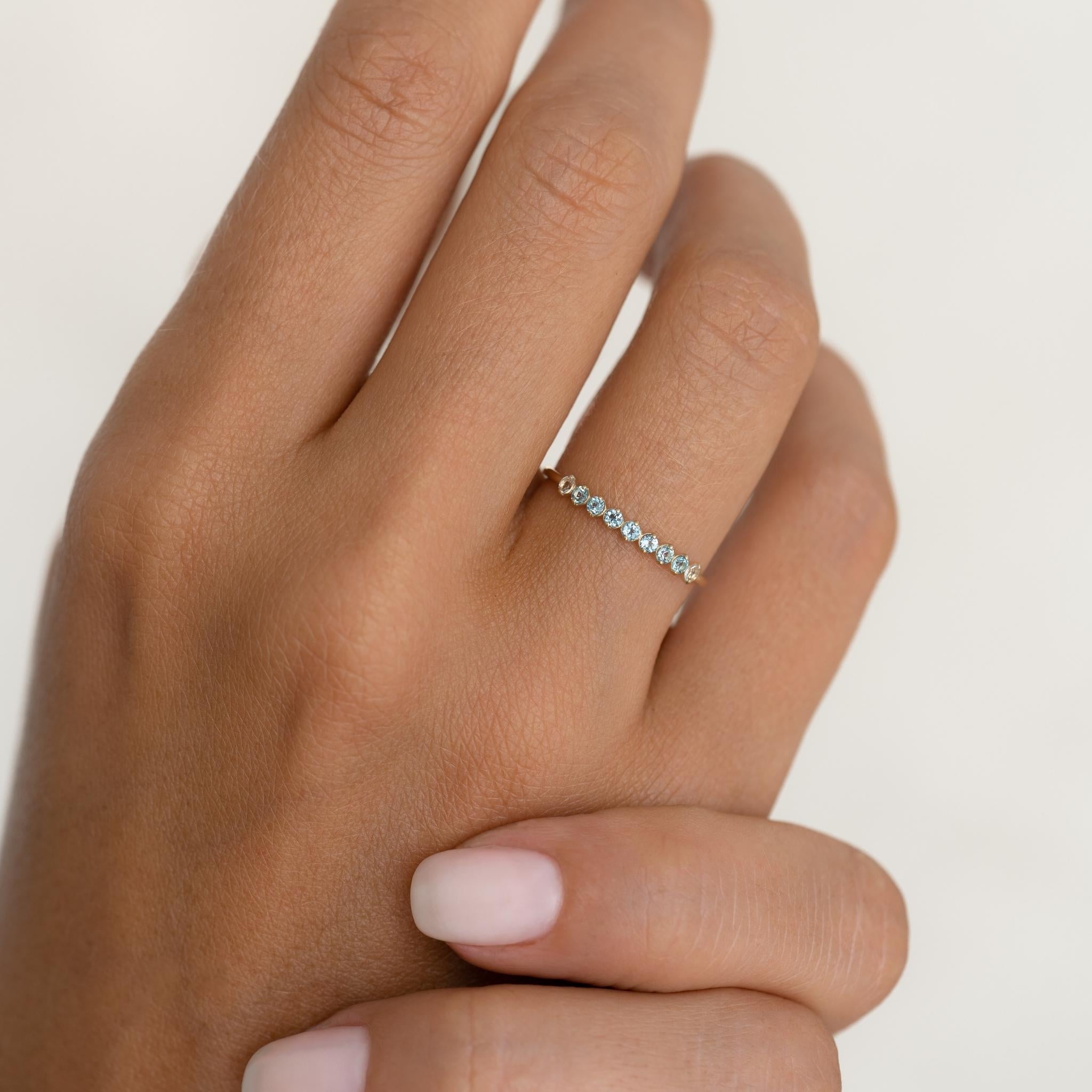 September Birthstone Ring 14k Gold Ombre London Blue Topaz