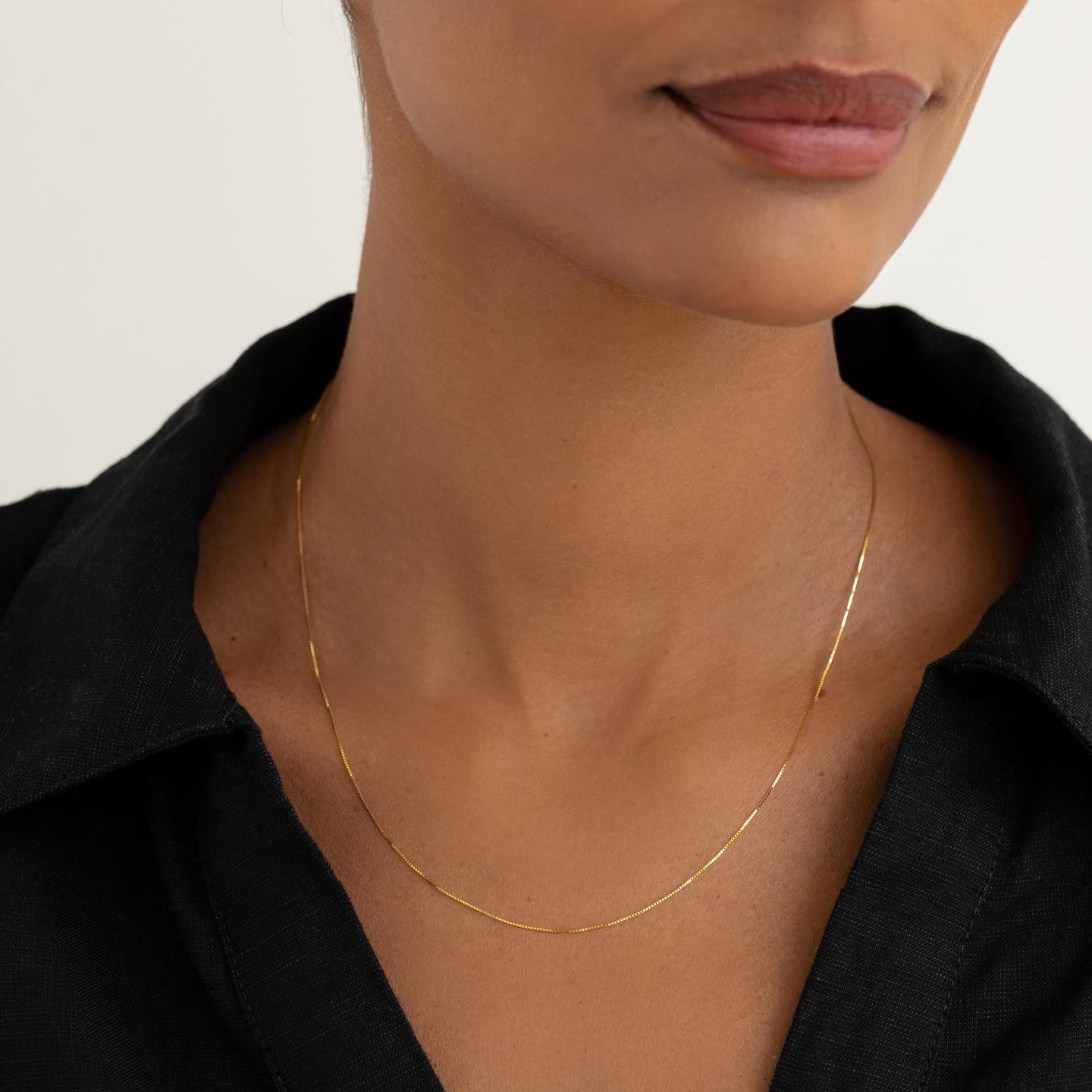 14k Gold Box Chain Necklace - Faye | Linjer Jewelry