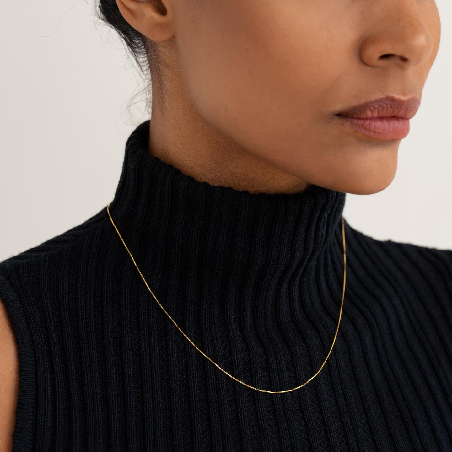 14k Gold Box Chain Necklace - Faye | Linjer Jewelry