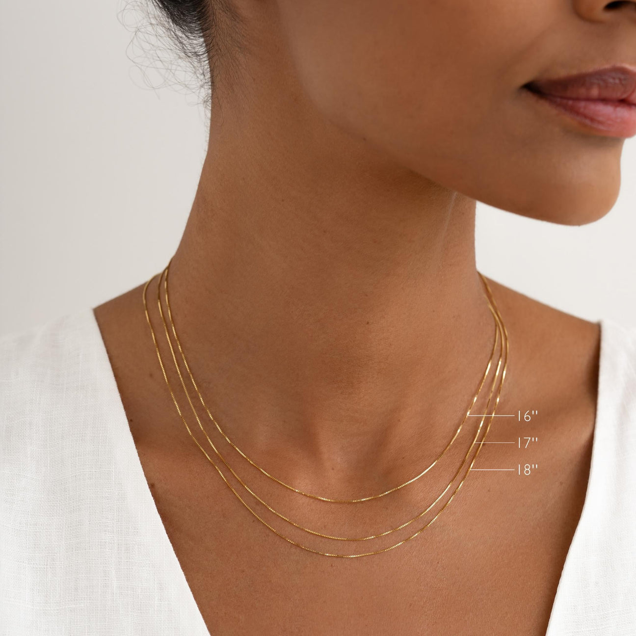 14k Gold Box Chain Necklace - Faye | Linjer Jewelry