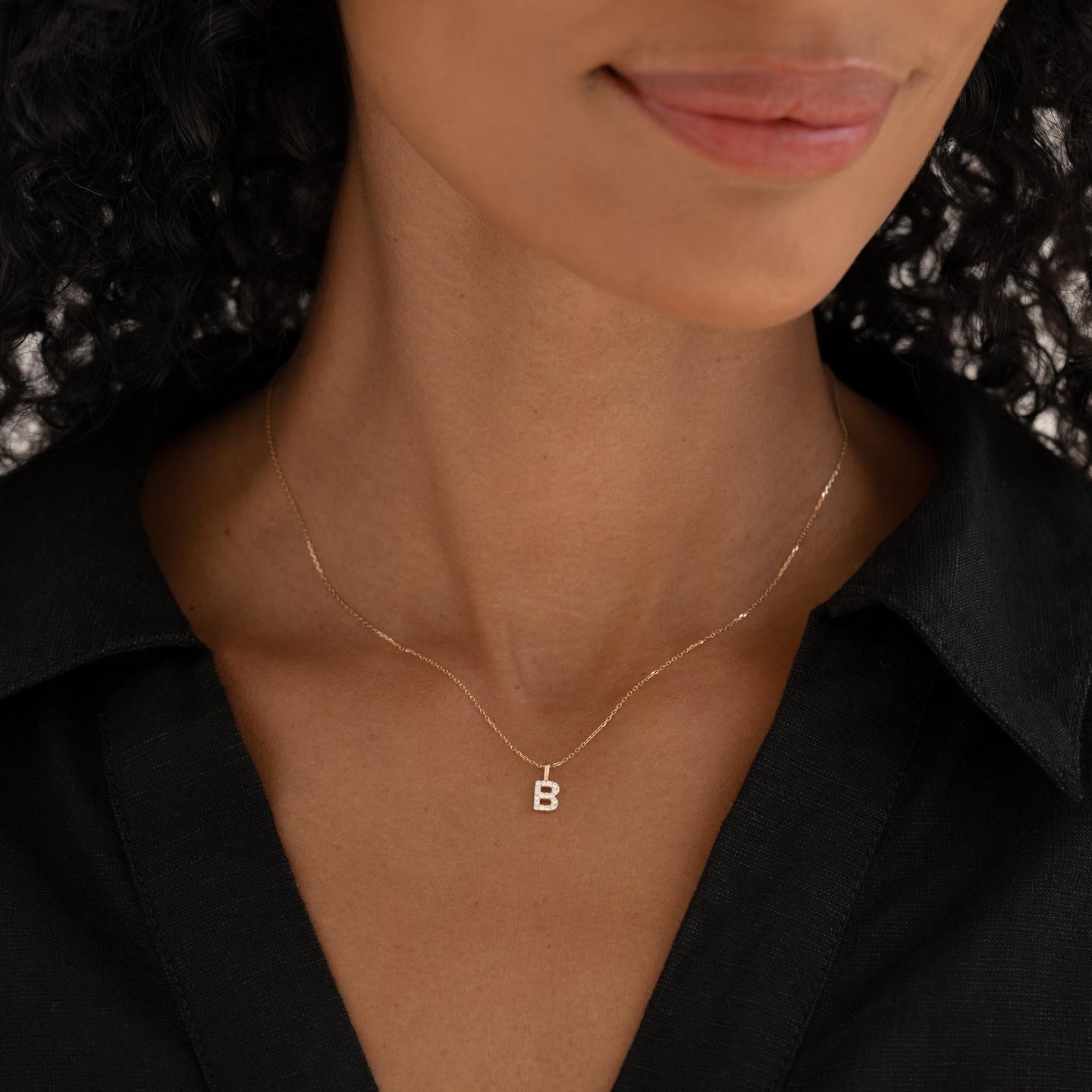 Diamond Initial Pendant 14k Gold B Linjer Jewelry