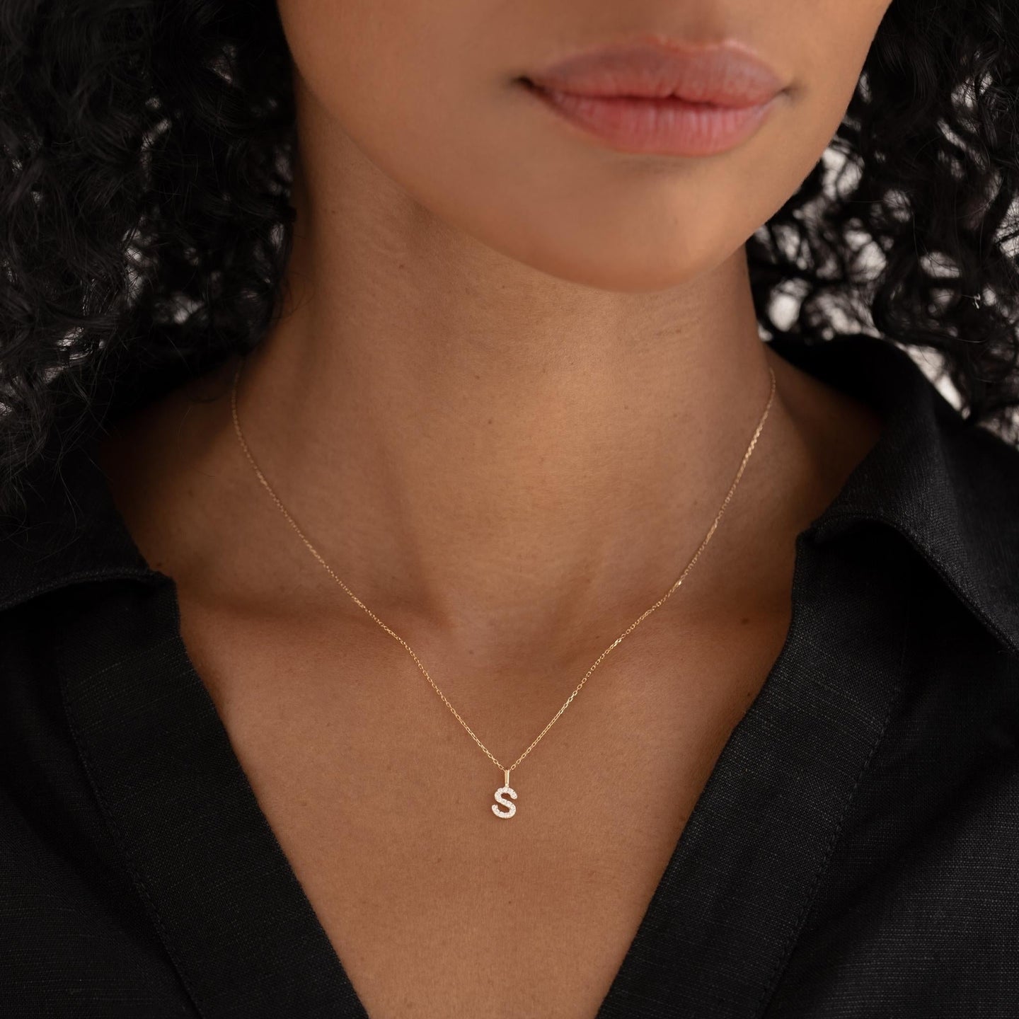 Diamond Initial Pendant 14k Gold S Linjer Jewelry