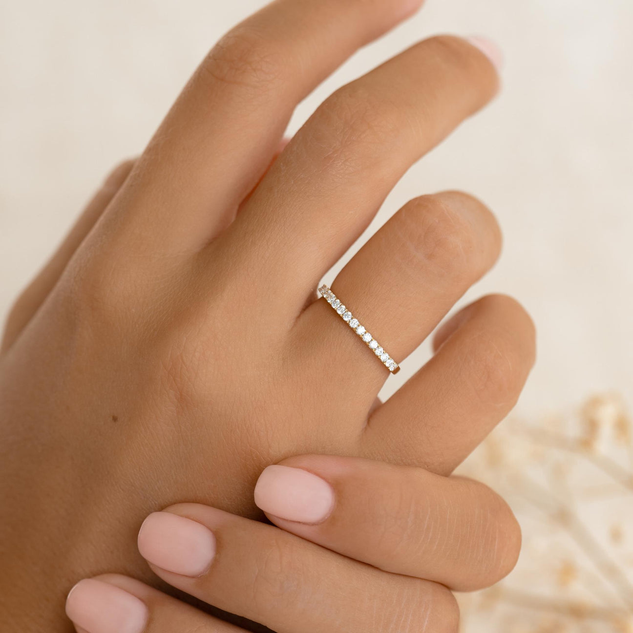 Diamond Half Eternity Ring 14k Gold - Annalise | Linjer Jewelry