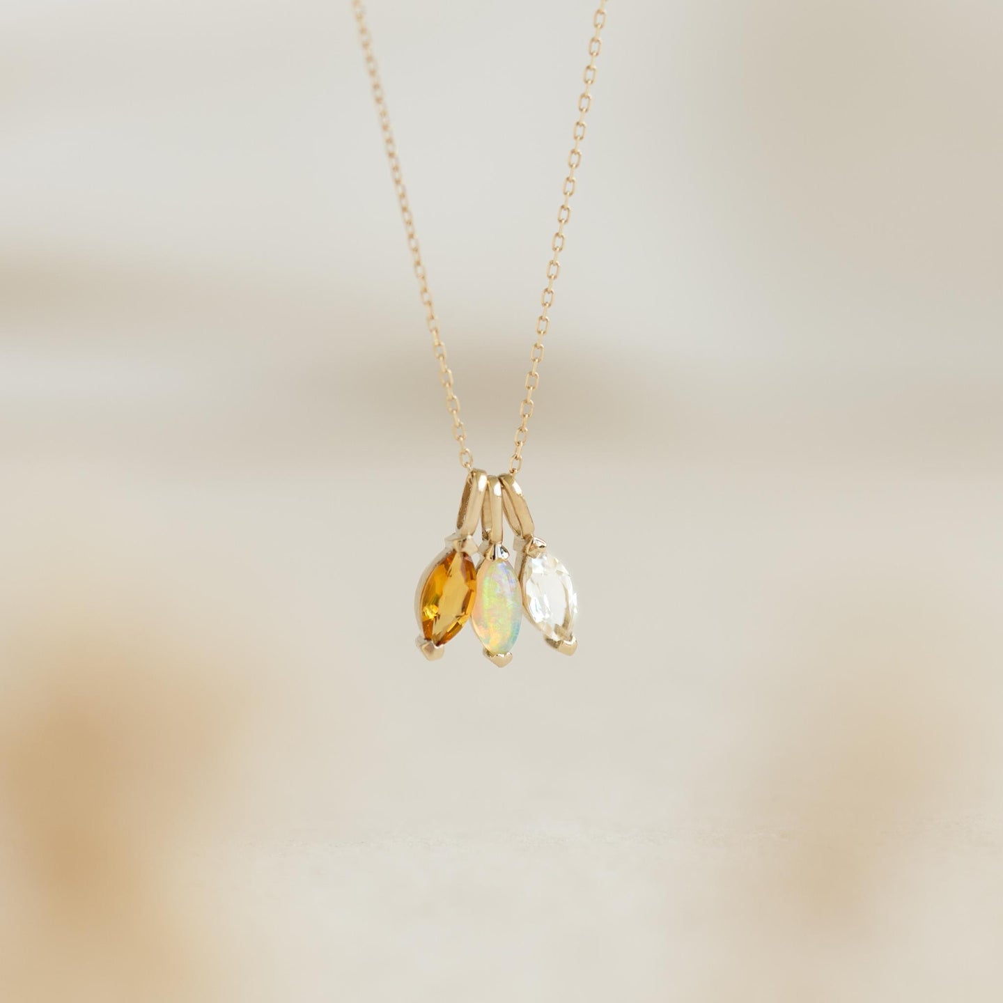 October Birthstone Pendant 14k Gold - Opal