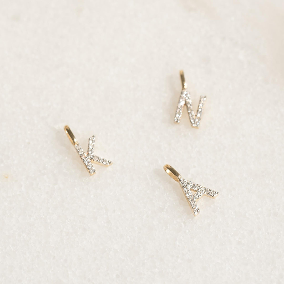 Diamond Initial Pendant 14k Gold - A | Linjer Jewelry