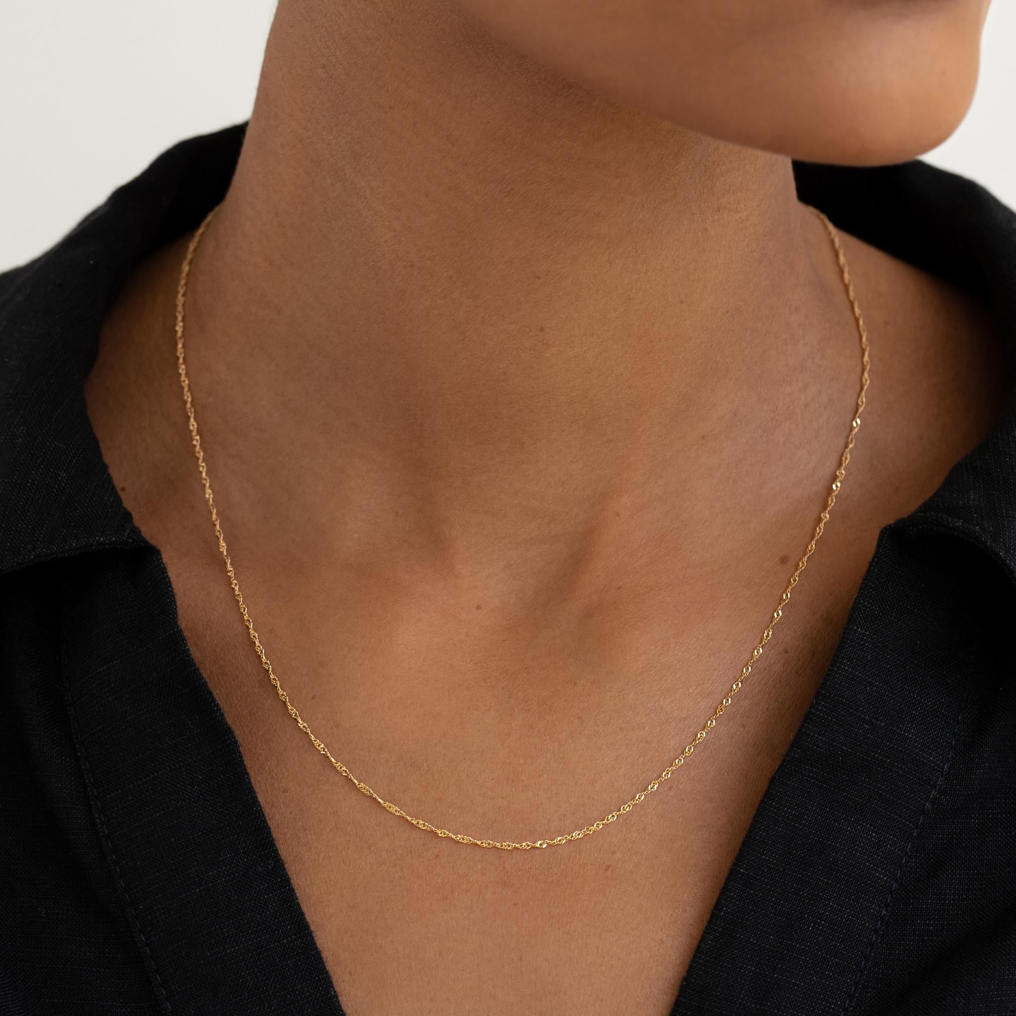 14k Gold Cable Chain Necklace (16 inches) - Tyra | Linjer Jewelry