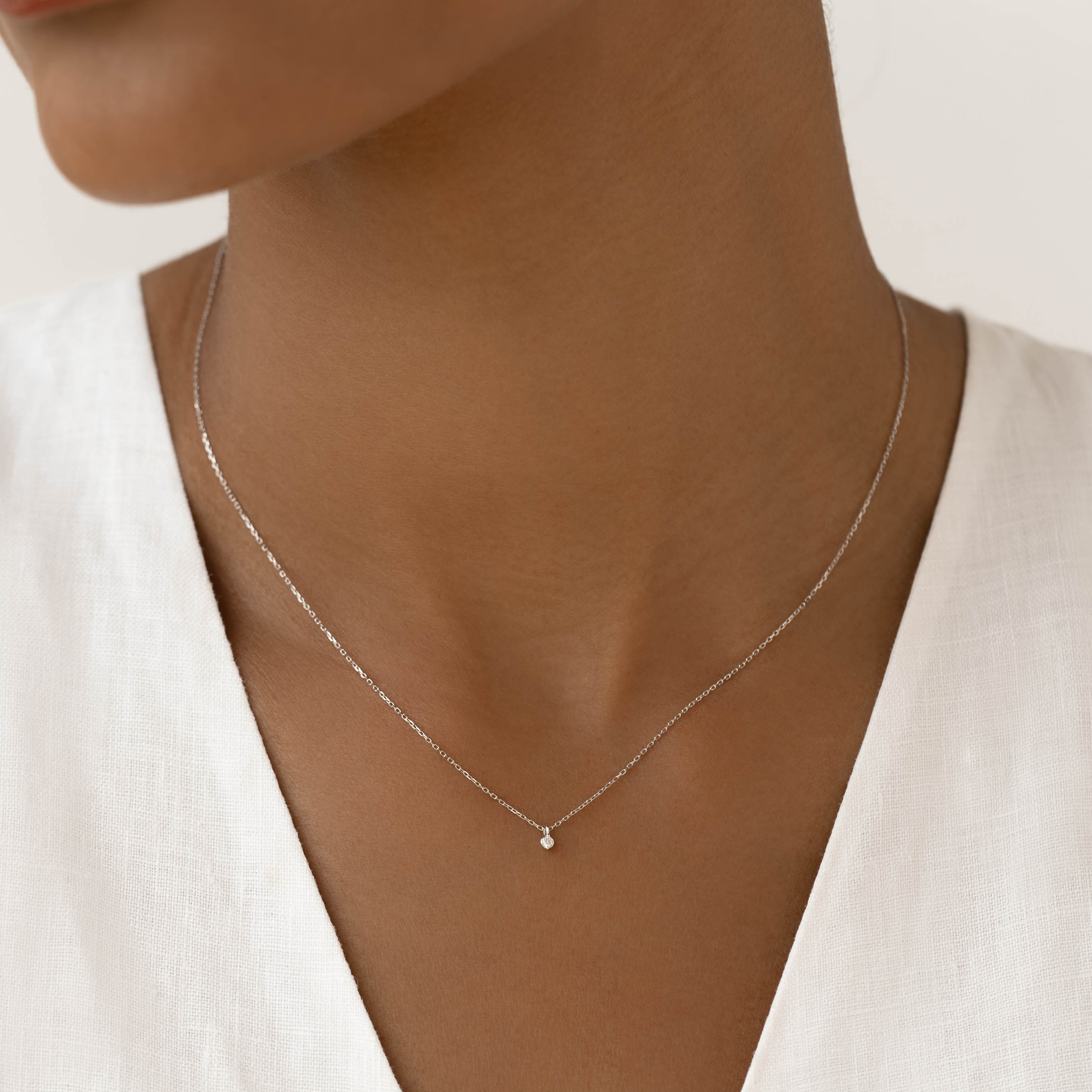 Diamond Pendant Necklace White Gold Athena