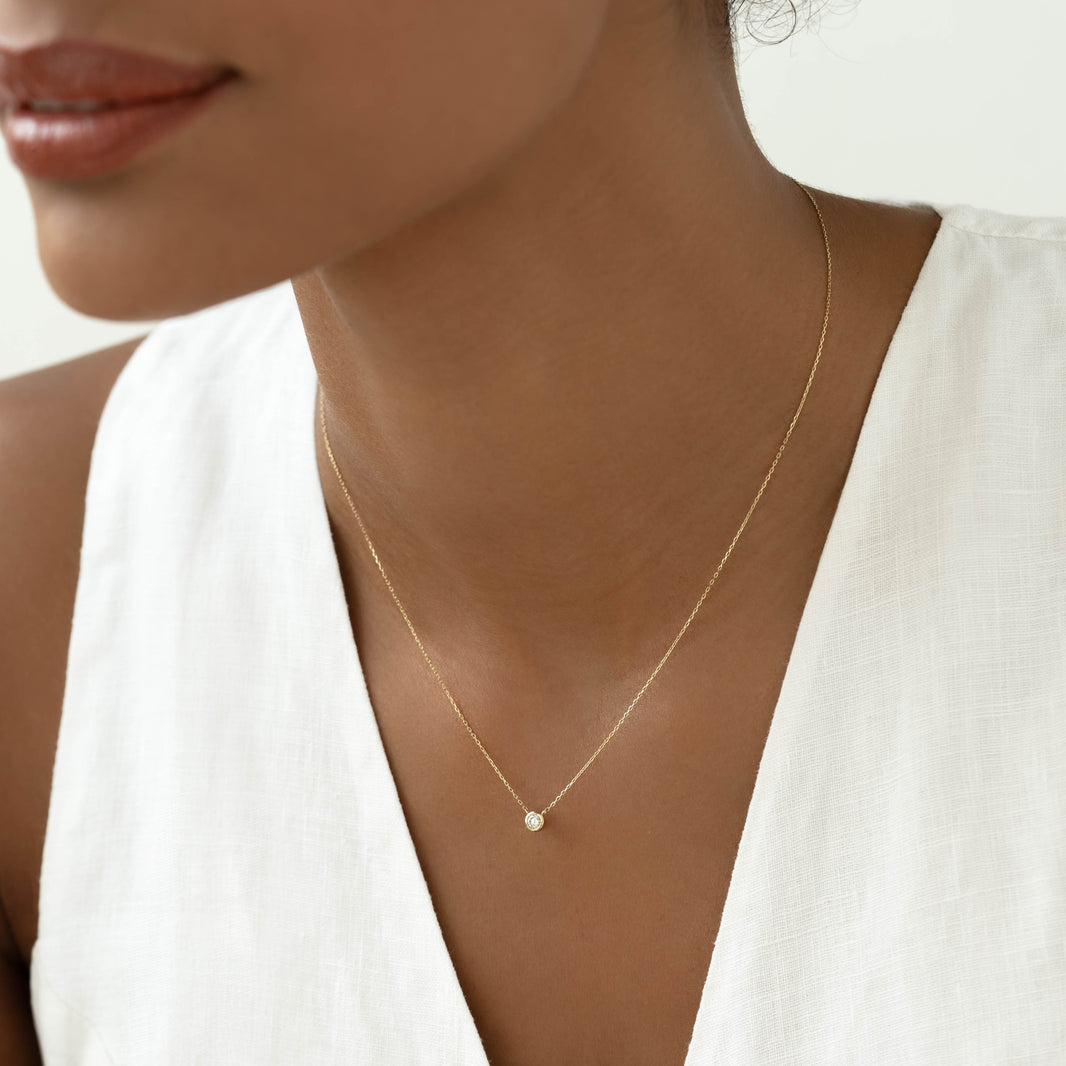 Diamond Pendant Necklace 14k Gold - Johanne | Linjer Jewelry