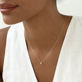 Bezel Set Diamond Necklace 14k Gold - Thais