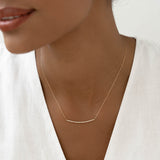 Diamond Curved Bar Necklace 14k Gold - Laia