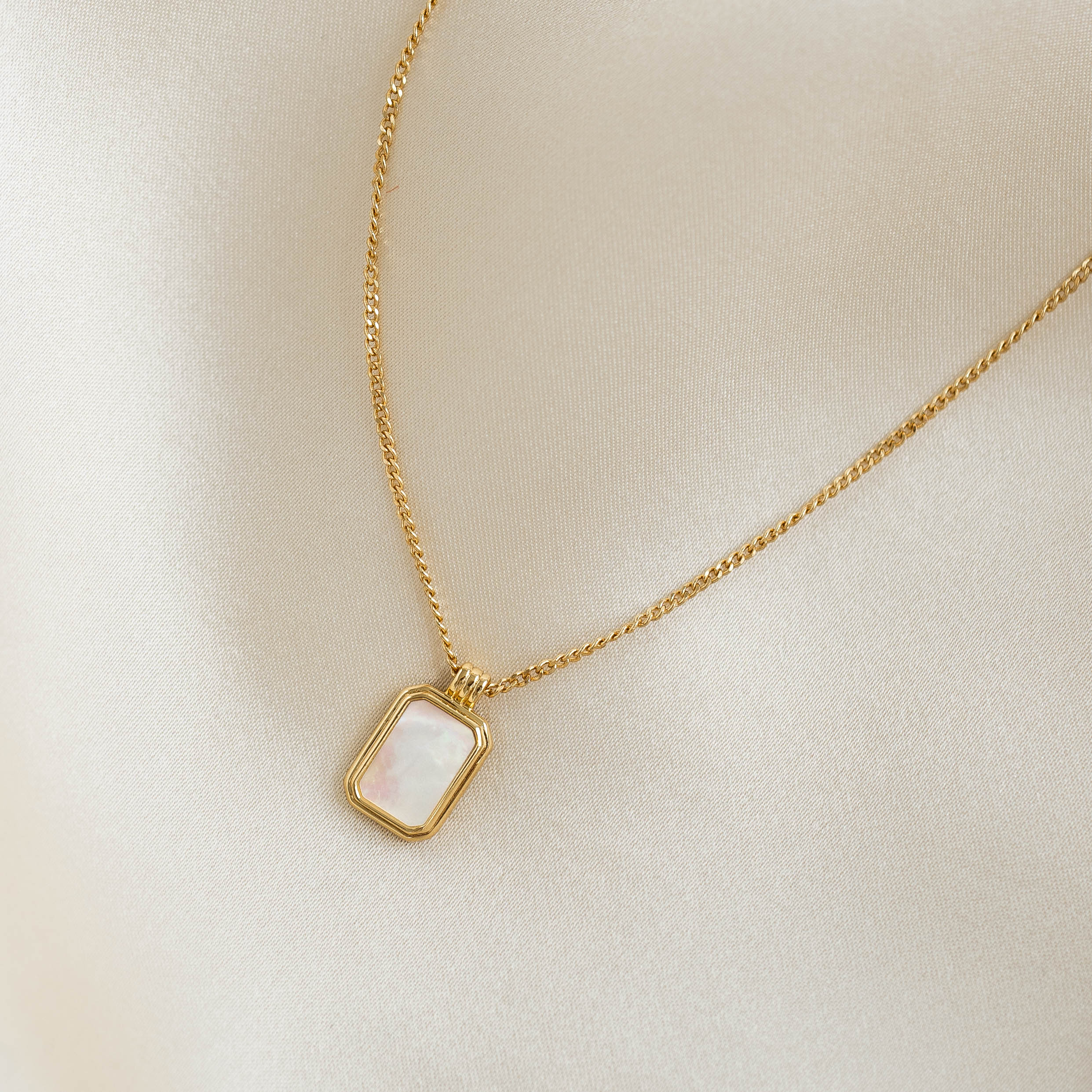 Mother of Pearl Tag Necklace - Iria | Linjer Jewelry