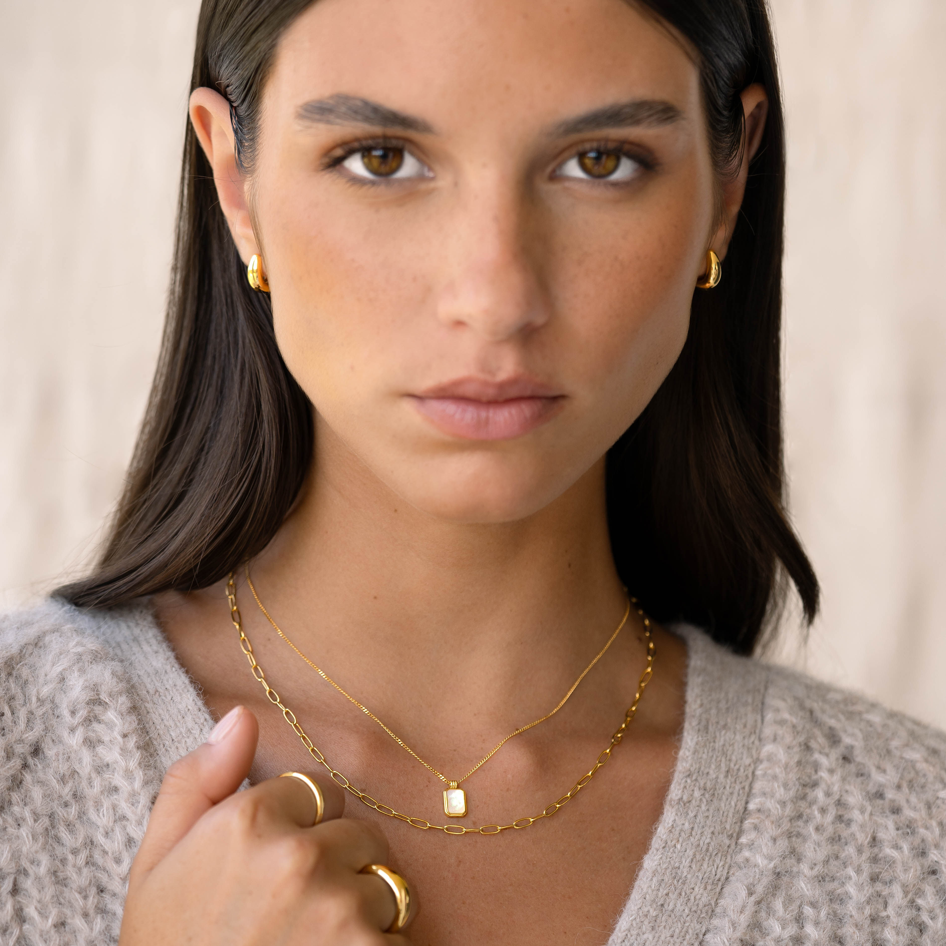 TOMWOOD necklace The Medalion マザーオプパール Mother of Pearl Tag Necklace - Iria | Linjer Jewelry