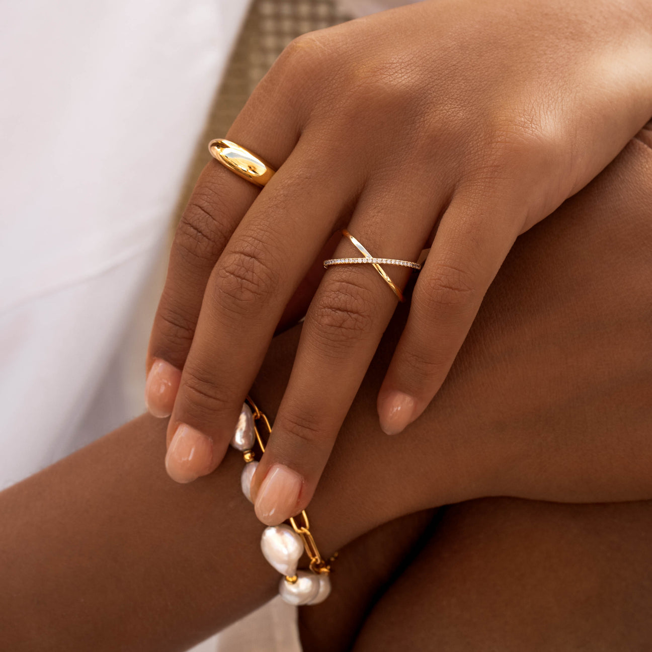 Criss Cross Half Eternity Diamond Ring - Nuria | Linjer Jewelry