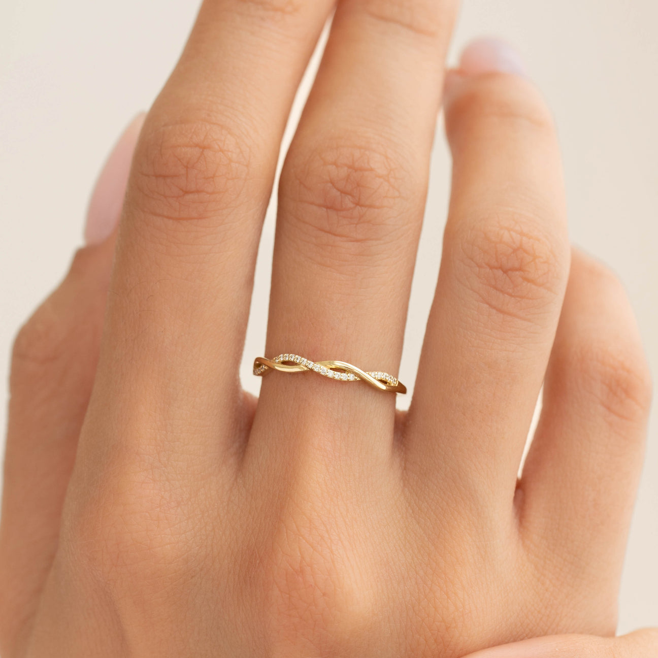 Diamond Twist Ring 14k Gold - Anais | Linjer Jewelry