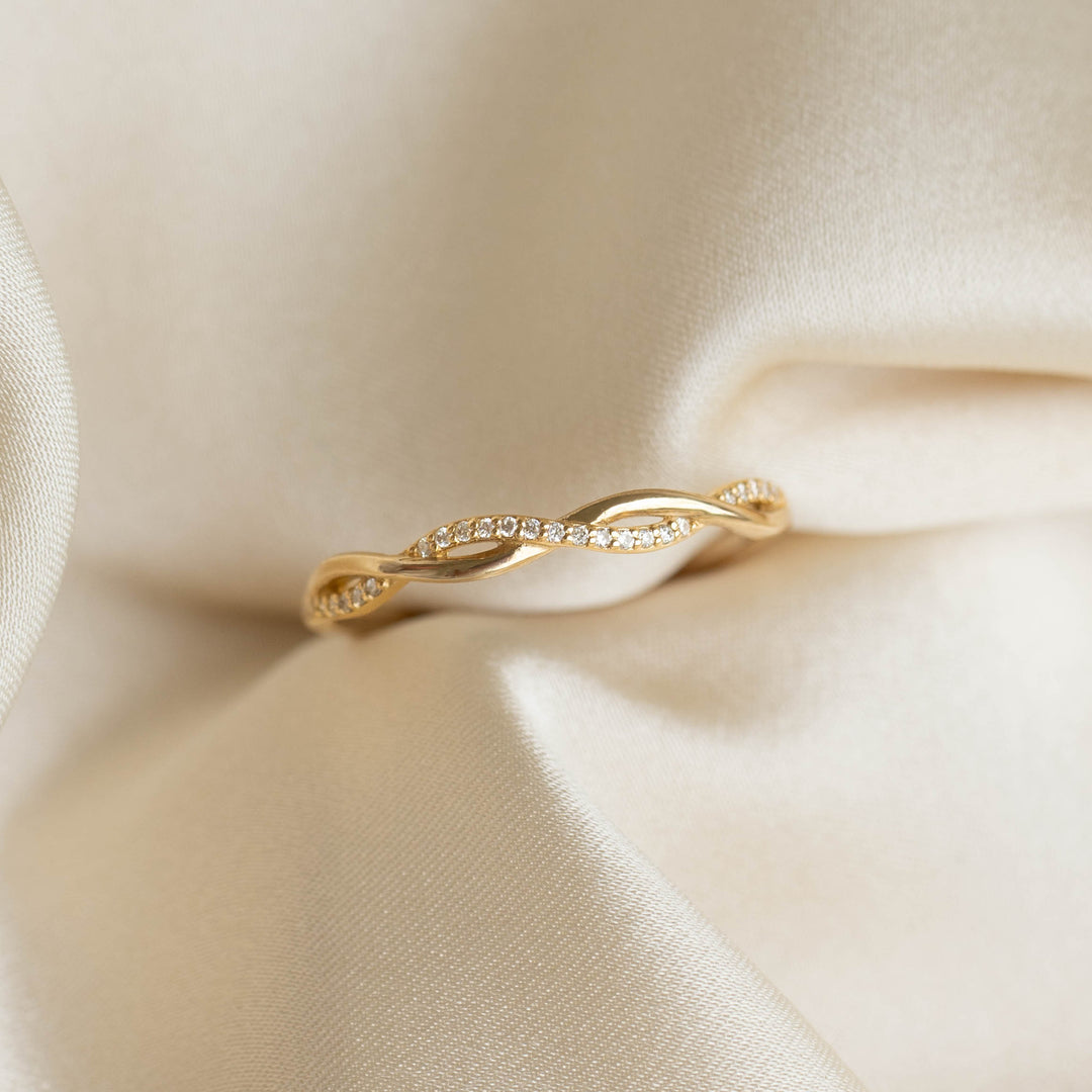 Lab Grown Diamond Twist Ring 14k Gold - Anais | Linjer Jewelry